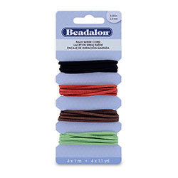 Cord Variety Pack, Faux Suede, 2 mm (.08 in), Black, Red, Brown, Green, 1 m ( 1.1 yd) ea