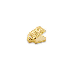 Cord Ends, C-Crimp, 1.9 mm (.074 in), Gold Color, 14 pc