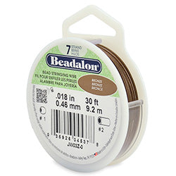 7 Strand Stainless Steel Bead Stringing Wire, .018 in (0.46 mm), Bronze, 30 ft (9.2 m)